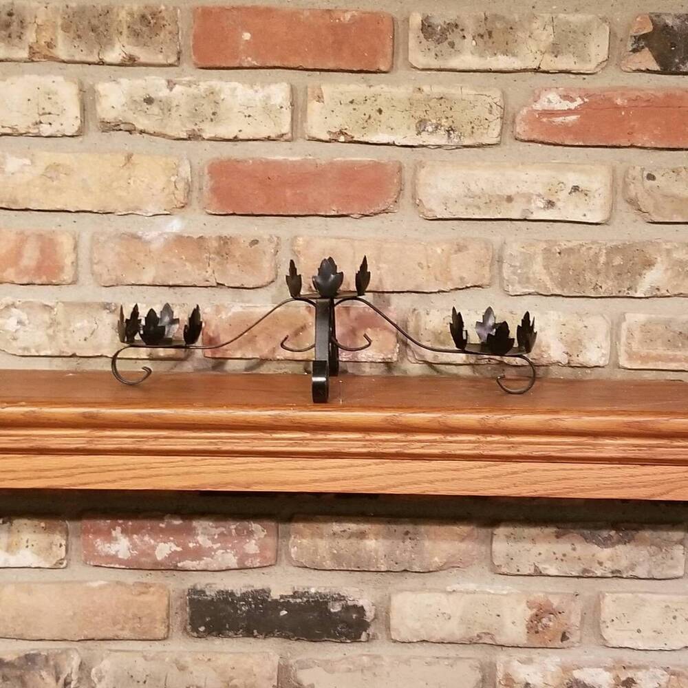 Vintage Black Wrought Iron Candle Holder 3 Cup Candelabra Spanish Gothic Mantel